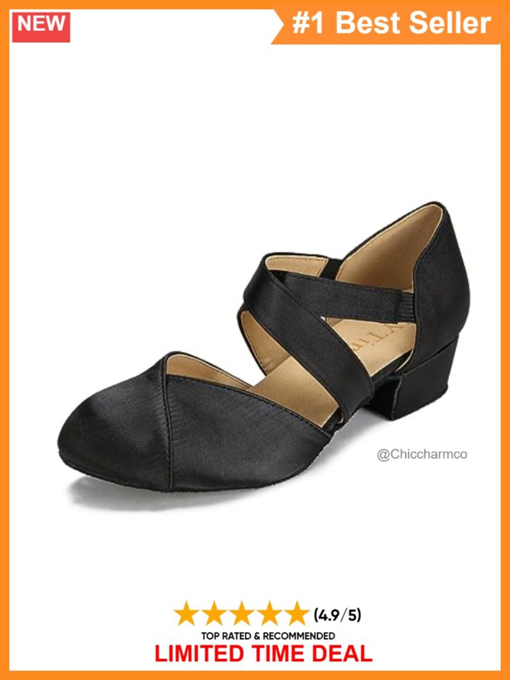 Women's Latin Ballroom Dance Shoes Satin Suede Sole 1.5 Inch Heel